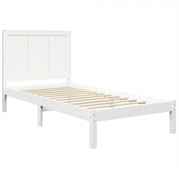 Cadre de lit Blanc Bois de pin massif 90x200 cm