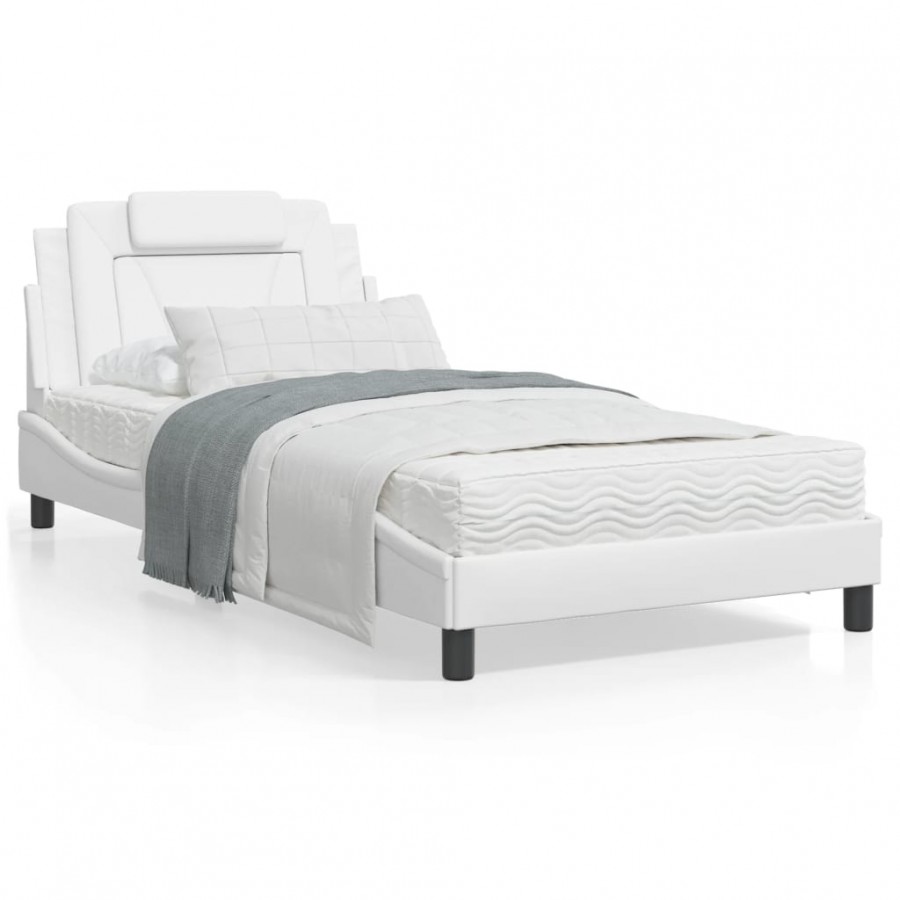 Lit avec matelas blanc 100x200 cm similicuir