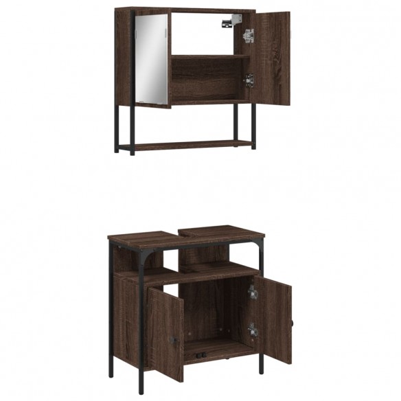 Ensemble de meubles de salle de bain 2 pcs Chêne marron