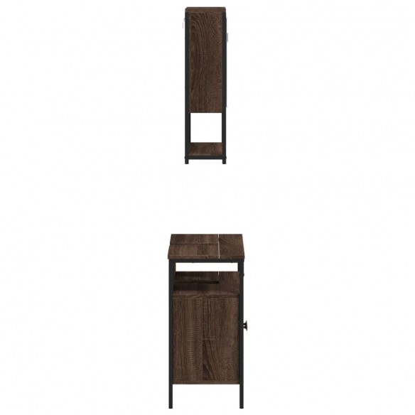 Ensemble de meubles de salle de bain 2 pcs Chêne marron