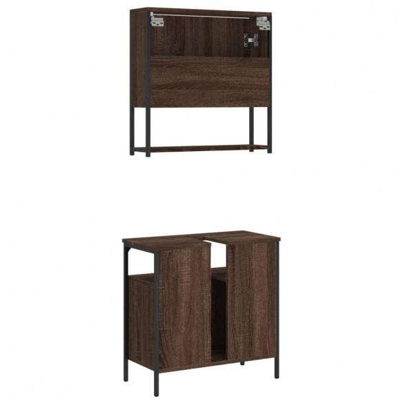 Ensemble de meubles de salle de bain 2 pcs Chêne marron