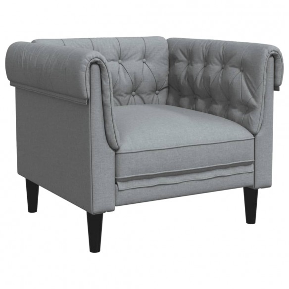 Fauteuil Chesterfield gris clair tissu