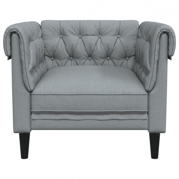 Fauteuil Chesterfield gris clair tissu