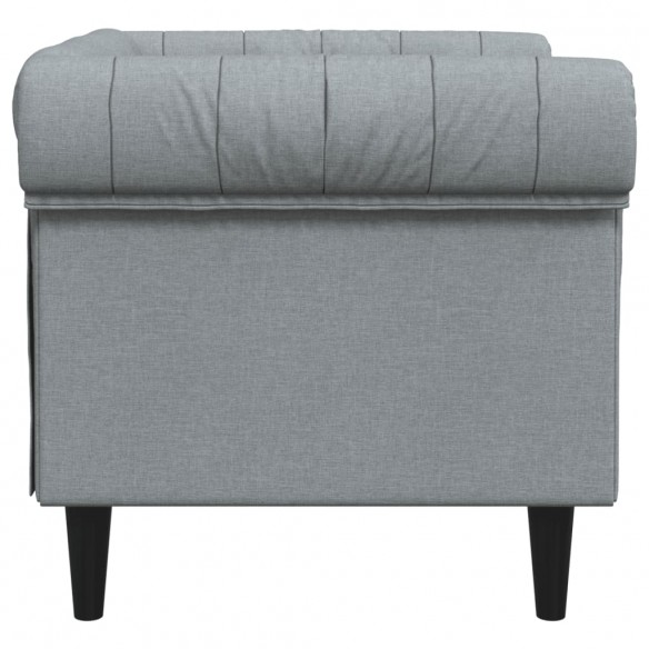 Fauteuil Chesterfield gris clair tissu