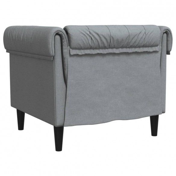 Fauteuil Chesterfield gris clair tissu