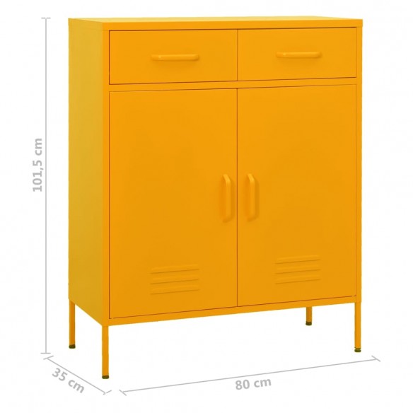 Armoire de rangement Jaune moutarde 80x35x101,5 cm Acier