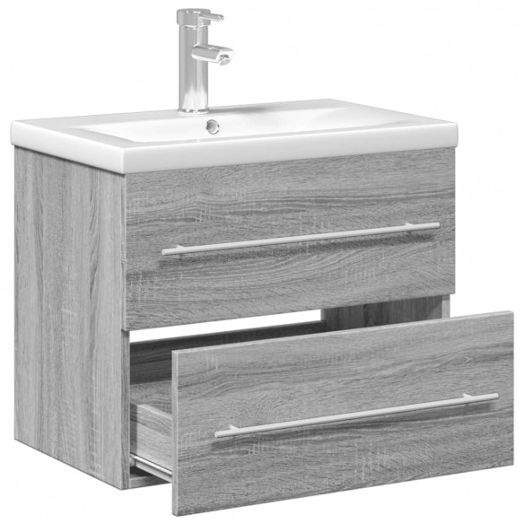 Armoire lavabo de salle de bain avec bassin intégré sonoma gris