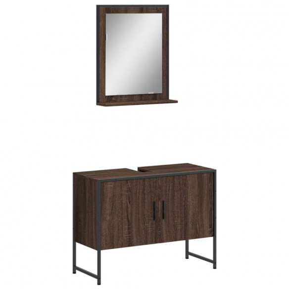 Ensemble d'armoires de salle de bain 2 pcs chêne marron