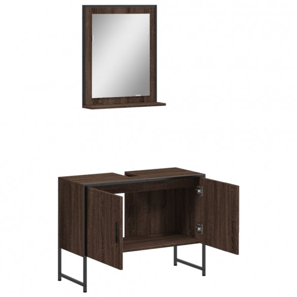 Ensemble d'armoires de salle de bain 2 pcs chêne marron