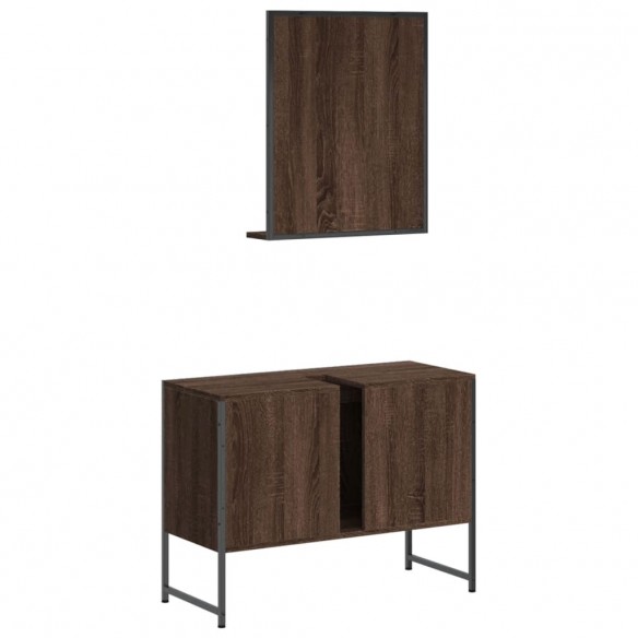 Ensemble d'armoires de salle de bain 2 pcs chêne marron