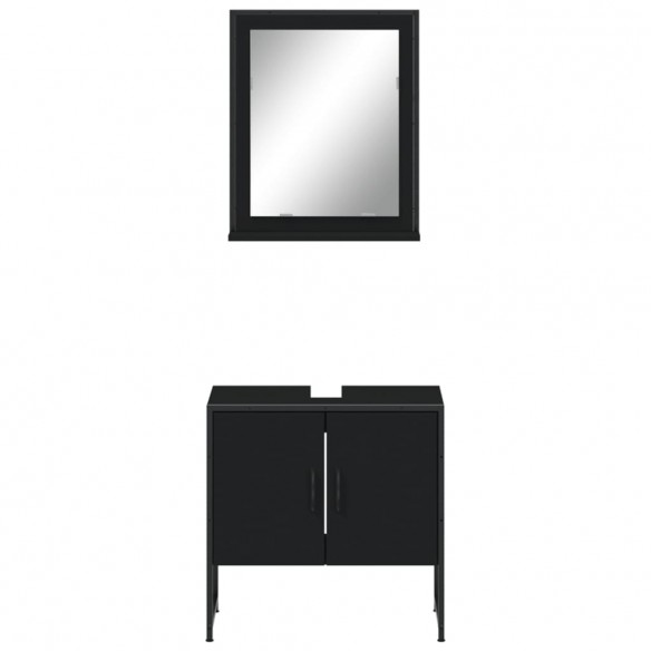 Ensemble d'armoires de salle de bain 2 pcs noir bois ingénierie