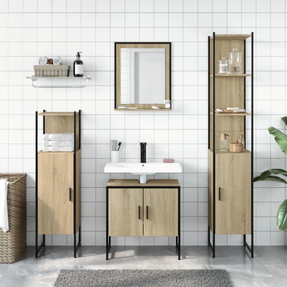 Ensemble d’armoires de salle de bain 4 pcs chêne sonoma