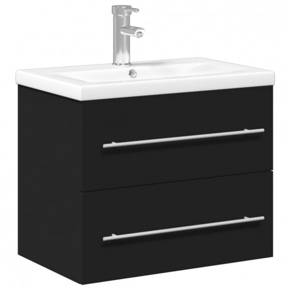 Armoire lavabo de salle de bain avec bassin intégré noir