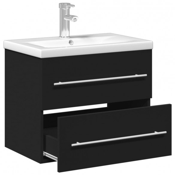 Armoire lavabo de salle de bain avec bassin intégré noir