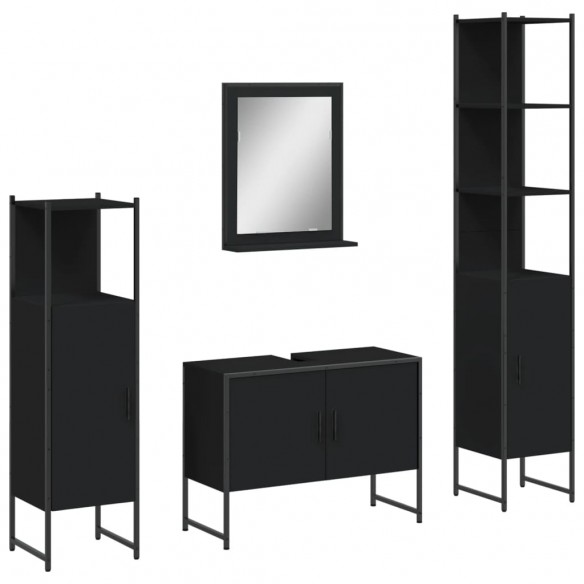 Ensemble d’armoires salle de bain 4 pcs noir bois d'ingénierie