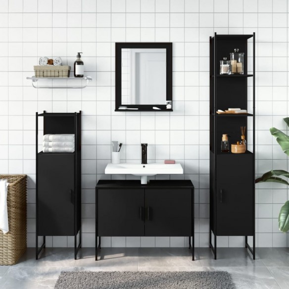 Ensemble d’armoires salle de bain 4 pcs noir bois d'ingénierie