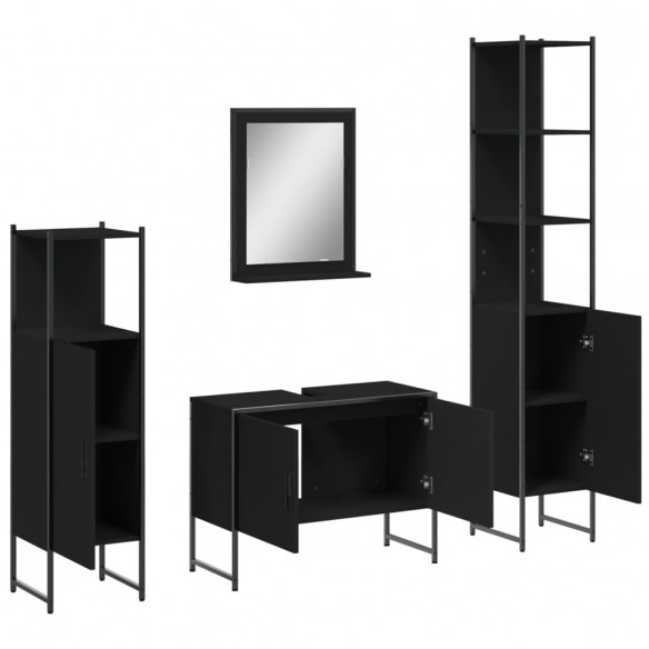 Ensemble d’armoires salle de bain 4 pcs noir bois d'ingénierie