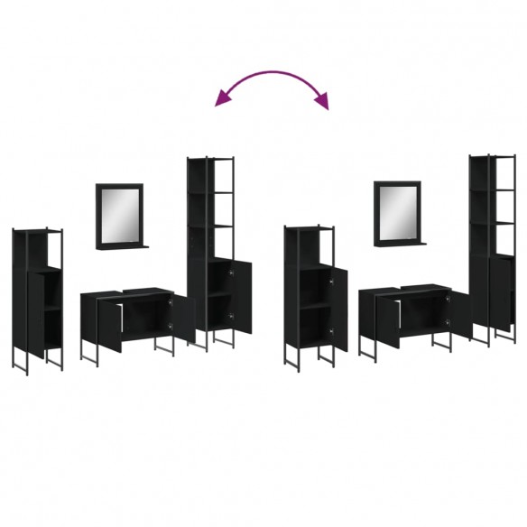 Ensemble d’armoires salle de bain 4 pcs noir bois d'ingénierie