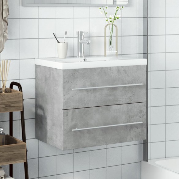 Armoire lavabo de salle de bain avec bassin intégré gris béton