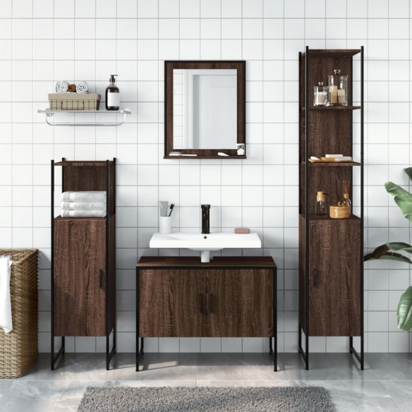 Ensemble d'armoires de salle de bain 4 pcs chêne marron