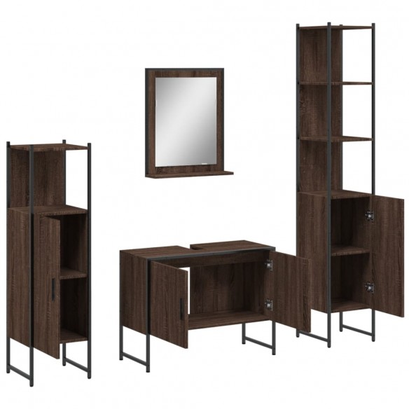 Ensemble d'armoires de salle de bain 4 pcs chêne marron