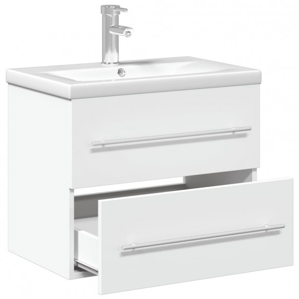 Armoire lavabo de salle de bain avec bassin intégré blanc