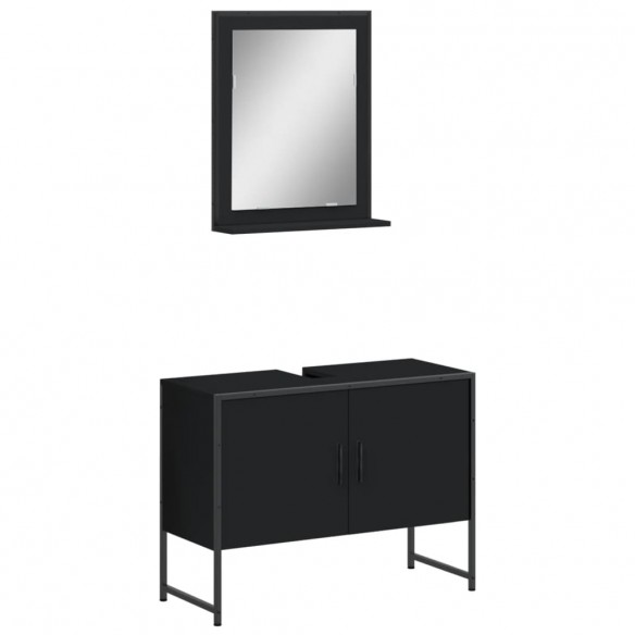 Ensemble d'armoires de salle de bain 2 pcs noir bois ingénierie