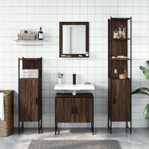 Ensemble d'armoires de salle de bain 4 pcs chêne marron