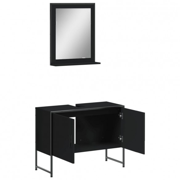 Ensemble d'armoires de salle de bain 2 pcs noir bois ingénierie