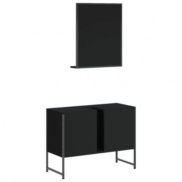 Ensemble d'armoires de salle de bain 2 pcs noir bois ingénierie