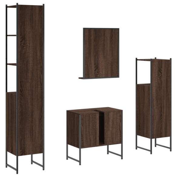 Ensemble d'armoires de salle de bain 4 pcs chêne marron