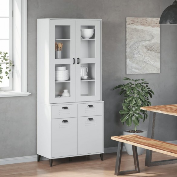 Buffet VIKEN blanc 80x40x190 cm bois massif de pin