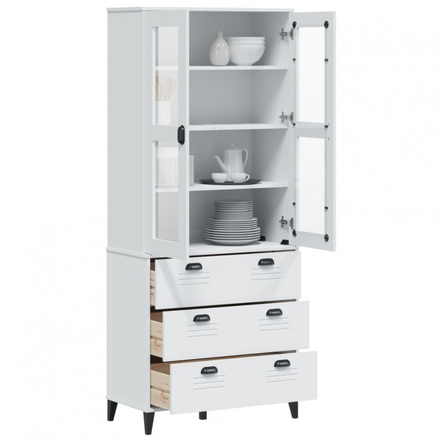 Buffet VIKEN blanc 80x40x190 cm bois massif de pin