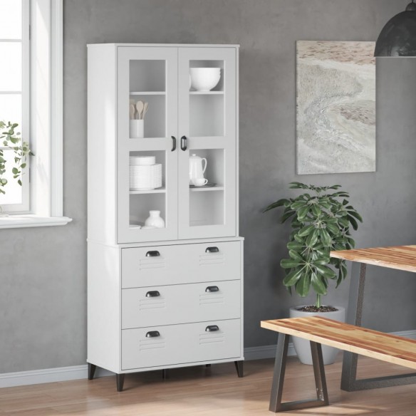 Buffet VIKEN blanc 80x40x190 cm bois massif de pin