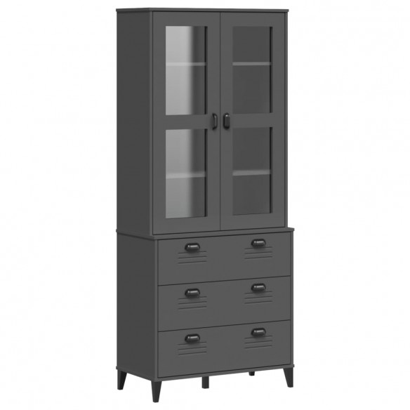 Buffet VIKEN gris anthracite 80x40x190 cm bois massif de pin