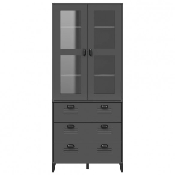 Buffet VIKEN gris anthracite 80x40x190 cm bois massif de pin