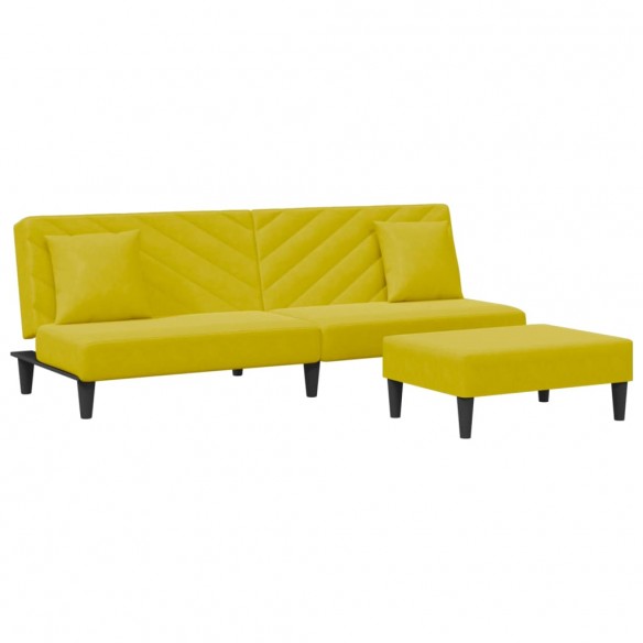 Ensemble de canapés 2 pcs avec coussins jaune velours