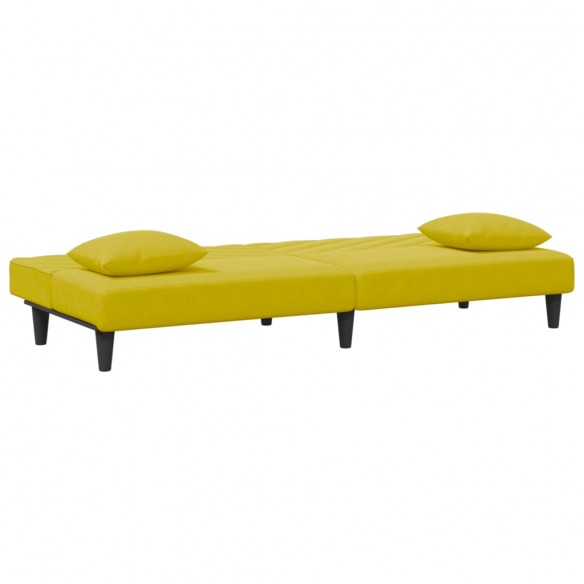 Ensemble de canapés 2 pcs avec coussins jaune velours