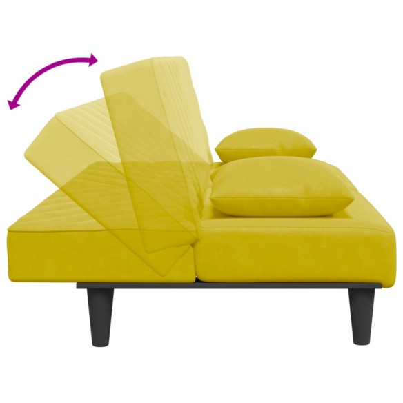 Ensemble de canapés 2 pcs avec coussins jaune velours