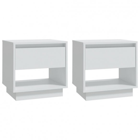 Tables de chevet 2 pcs Blanc 45x34x44 cm Aggloméré