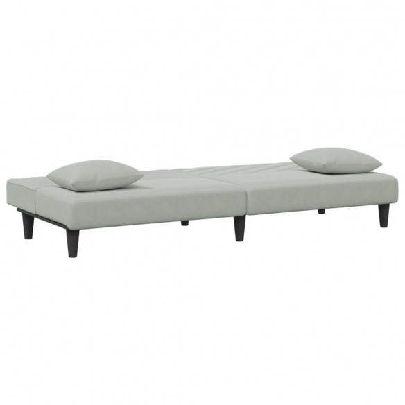 Ensemble de canapés 2 pcs avec coussins gris clair velours