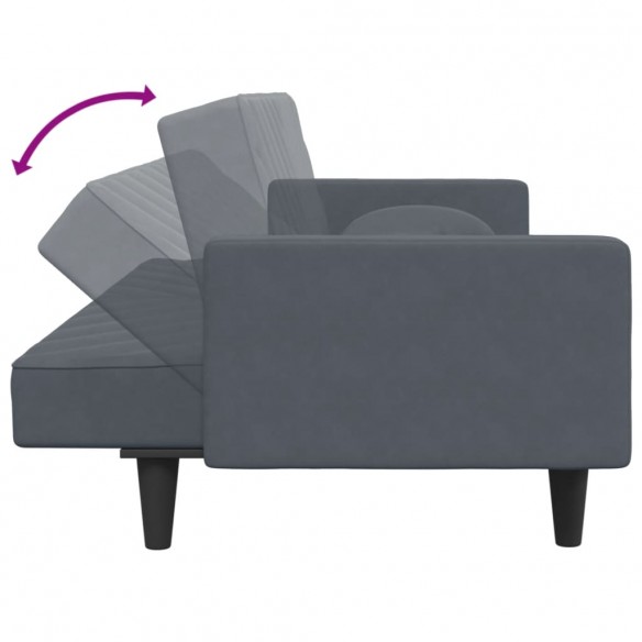 Ensemble de canapés 2 pcs avec coussins gris foncé velours