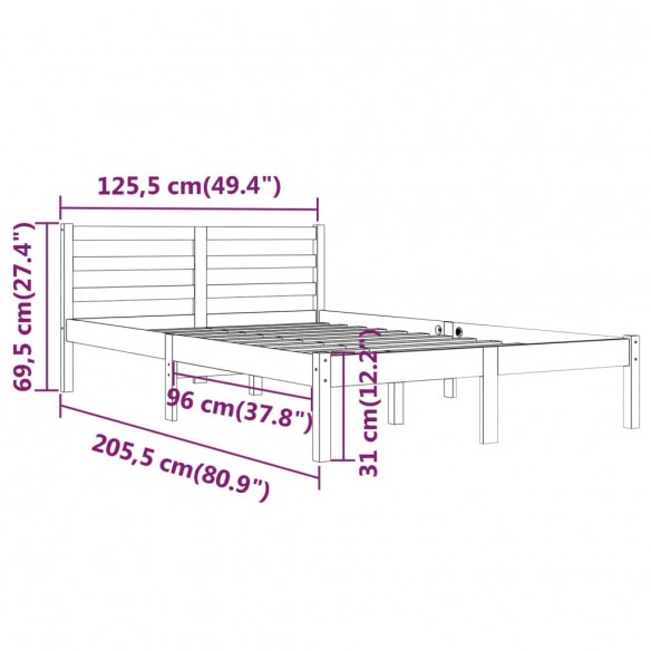 Cadre de lit Bois massif de pin 120x200 cm Marron miel