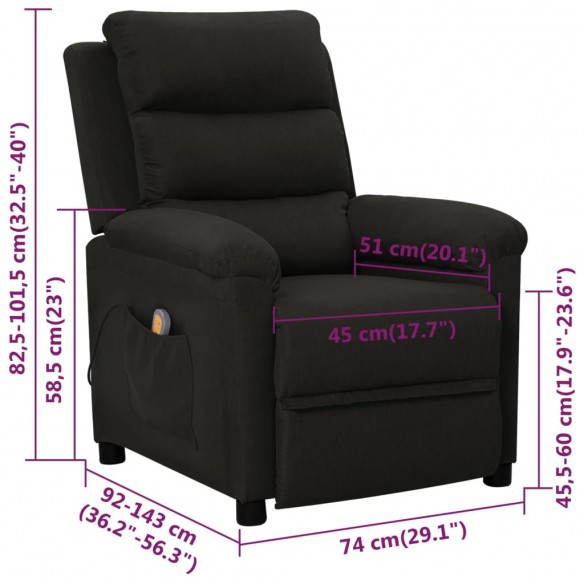 Fauteuil de massage Noir Tissu