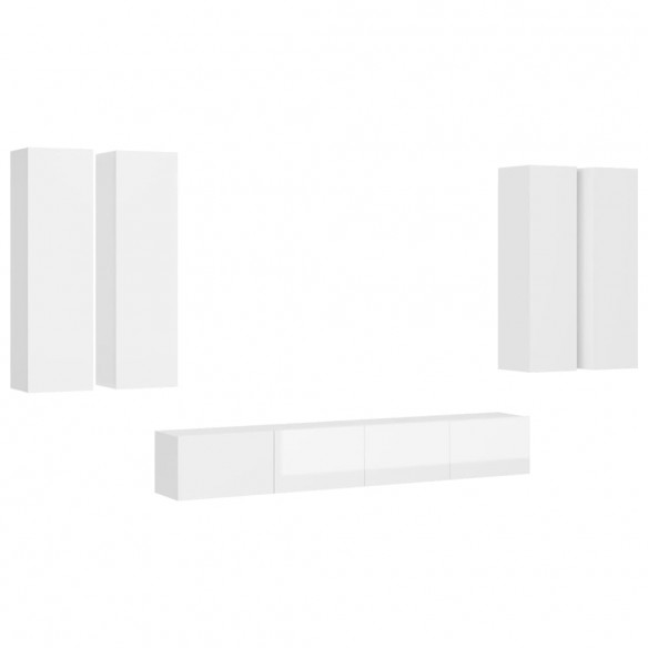 Ensemble de meuble TV 6 pcs Blanc brillant Aggloméré