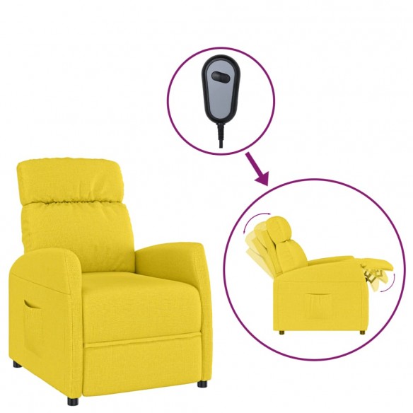 Fauteuil inclinable électrique Jaune clair Tissu