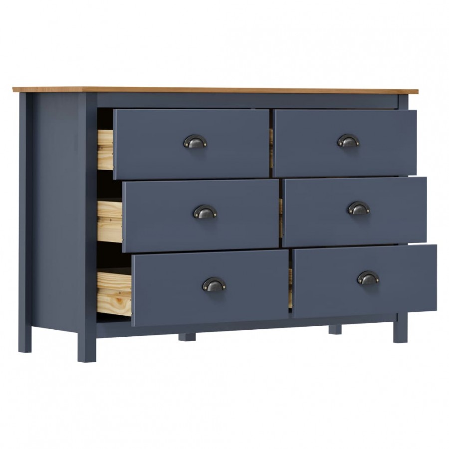 Buffet Hill Gris 125x40x80 cm Bois de pin solide