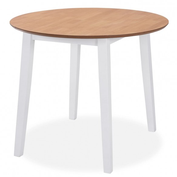 Ensemble de salle à manger 5 pcs MDF et hévéa Blanc