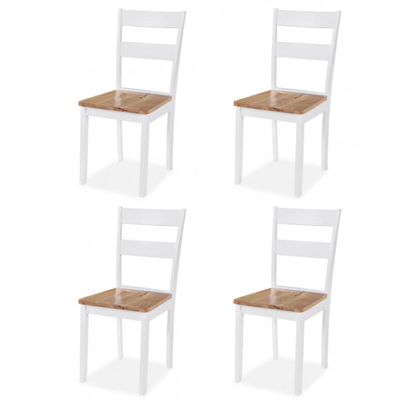 Ensemble de salle à manger 5 pcs MDF et hévéa Blanc