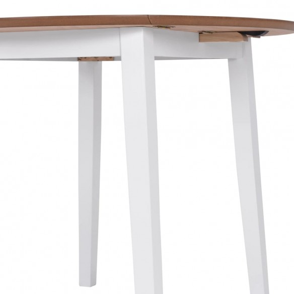 Ensemble de salle à manger 5 pcs MDF et hévéa Blanc